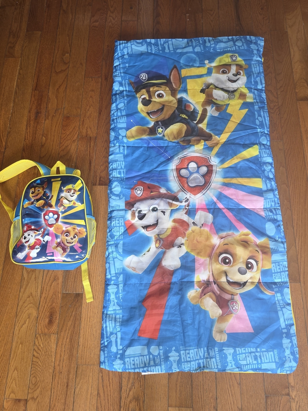 Paw Patrol Kids Blue Sleeping Bag and Backpack Set - Official Character Design